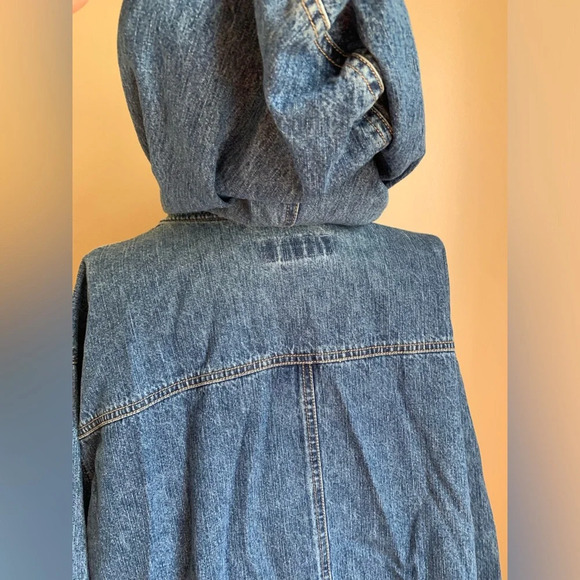 Vintage L.A. Blues Oversized Denim Jacket W/Hood Size 30/32w 90’s barn utility - Picture 6 of 12